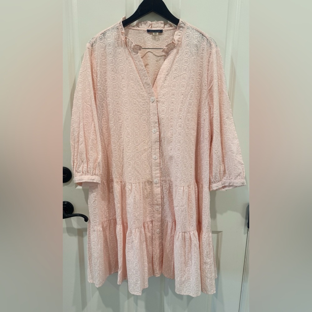 Tommy Hilfiger 3/4 sleeve button shift dress pink Eyelit mini dress size 14 $134 - Picture 5 of 11